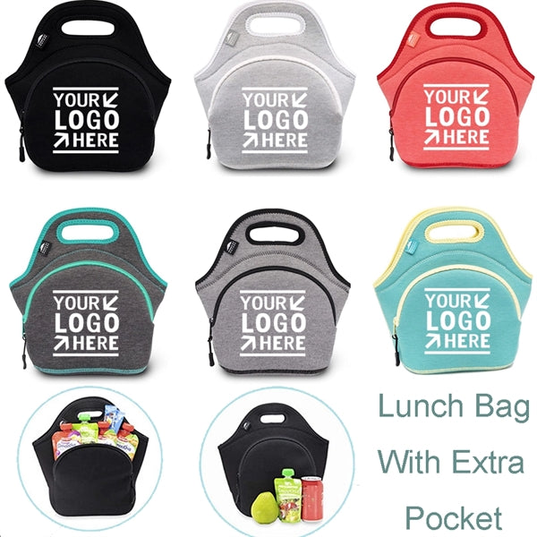 Neoprene Tote Handbag Insulated Lunch Bag With Extra Pocket