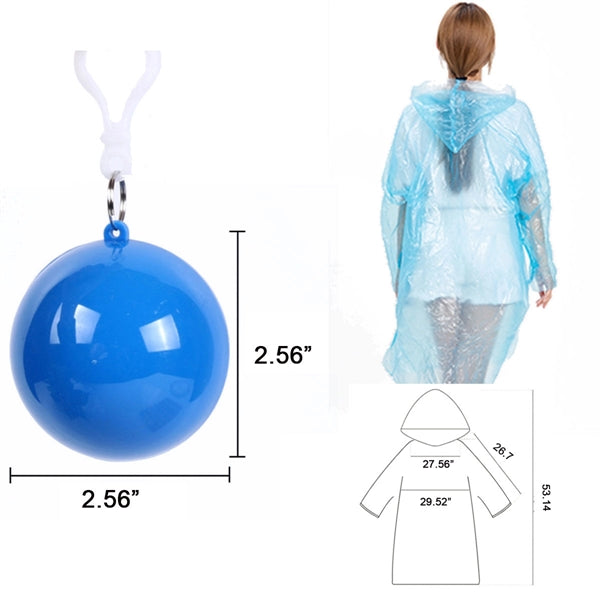 Portable Plastic Ball Disposable Raincoat With Keychain