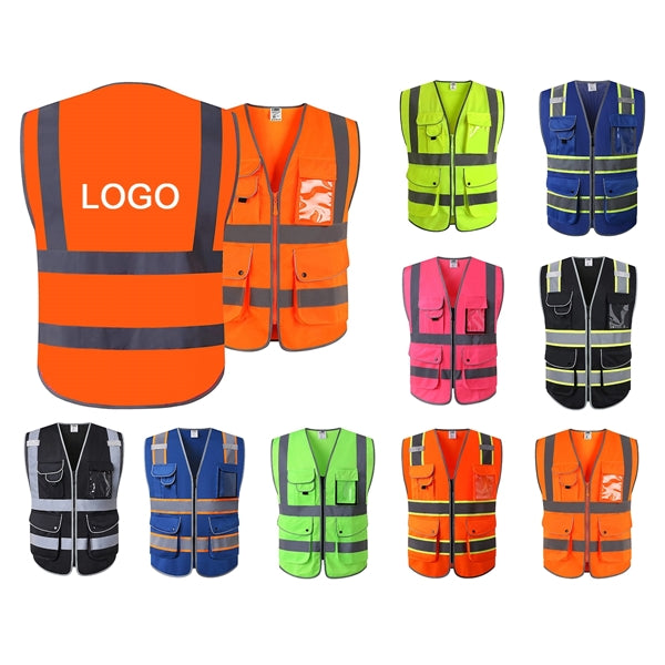 9 Pockets and Zipper Safety Vest