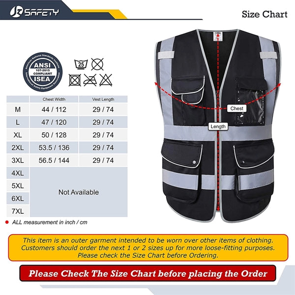 9 Pockets and Zipper Safety Vest