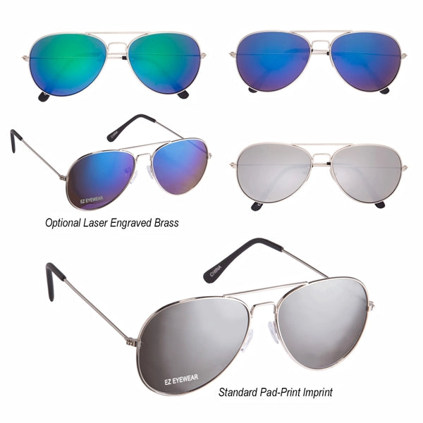 Pilot's Mirrored Aviator Sunglasses