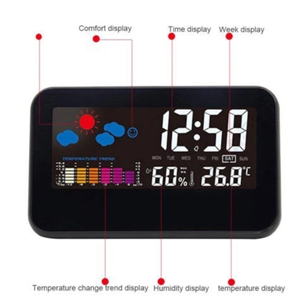 Digital Alarm Clock Temperature Humidity Weather Station