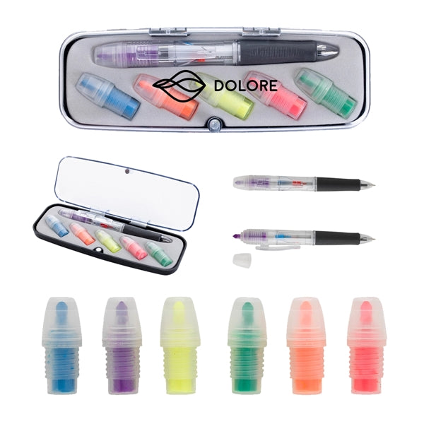 Multicolored Highlighter + Pen Kit