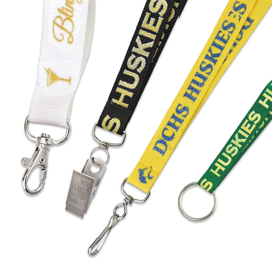 5/8" Glitter Ink Custom Silkscreen Lanyards, Flat Ribbed