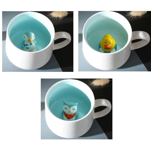Ceramic Mug with cartoon animal toy