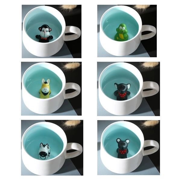 Ceramic Mug with cartoon animal toy