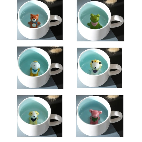 Ceramic Mug with cartoon animal toy