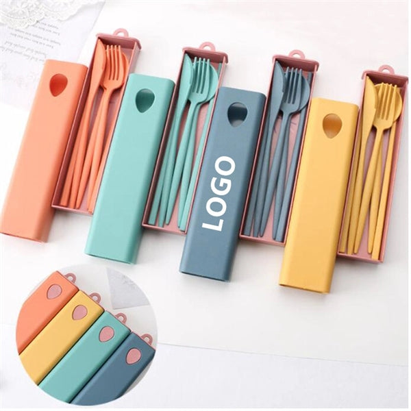 4pcs Portable Lunch Time Cutlery Set With Case