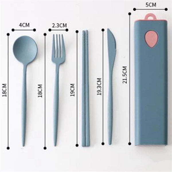 4pcs Portable Lunch Time Cutlery Set With Case