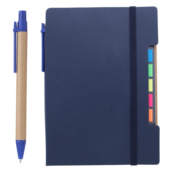 Notebook with Pen and Sticky Flags