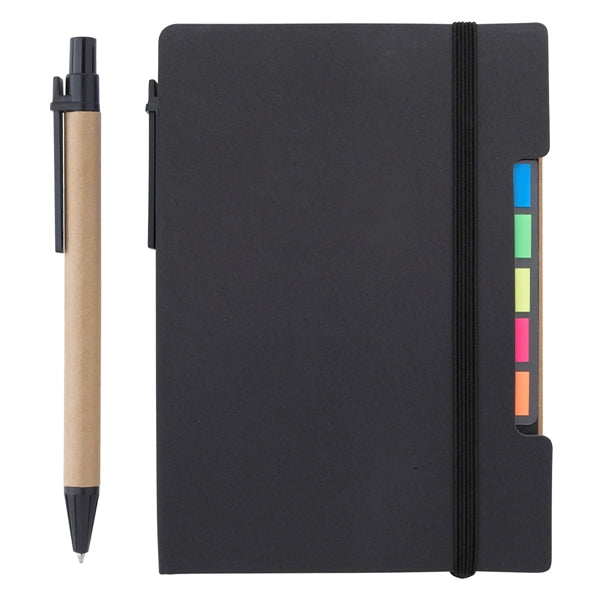 Notebook with Pen and Sticky Flags