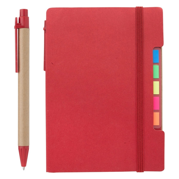 Notebook with Pen and Sticky Flags