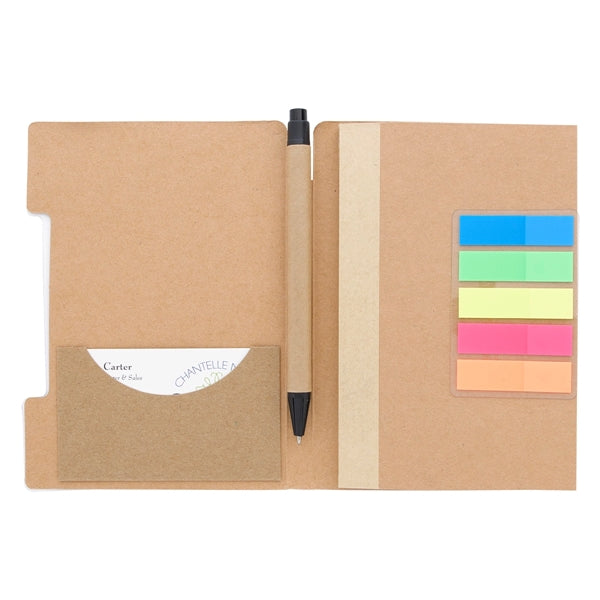 Notebook with Pen and Sticky Flags