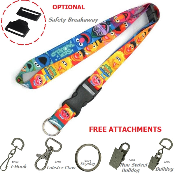 1" Sublimated Lanyard w/ Buckle Release Badge Holder