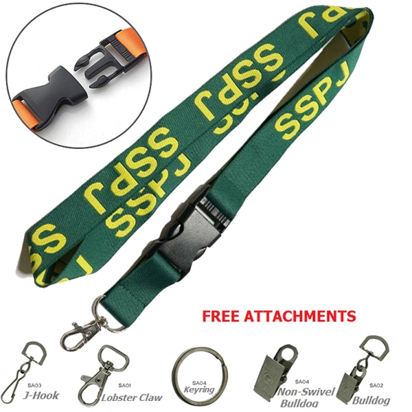 3/4" Detachable Woven Lanyards w/ Buckle Release