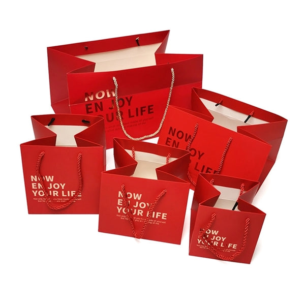 Heavy duty paper bag ribbon handle paper bag