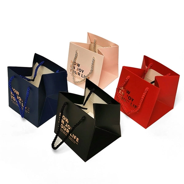Heavy duty paper bag ribbon handle paper bag