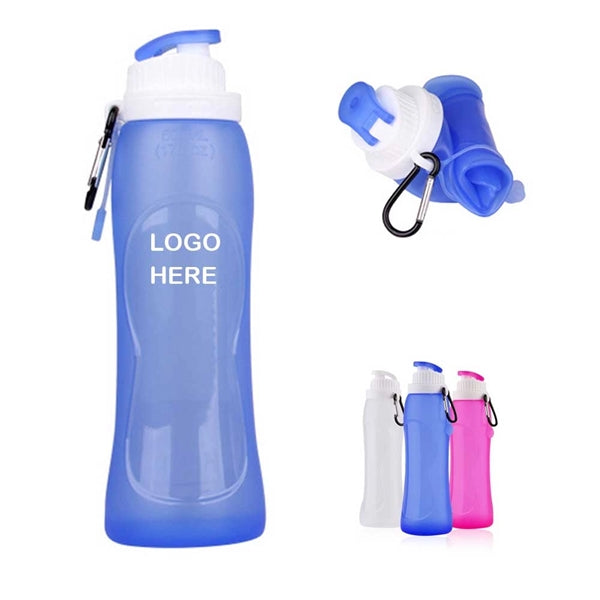 Folding Silicone Water Bottle With Carabiner