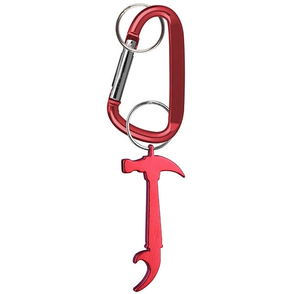 Hammer Shaped Bottle Opener Key Holder and Carabiner