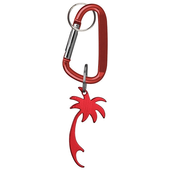Palm Tree Shaped Bottle Opener Key Holder and Carabiner