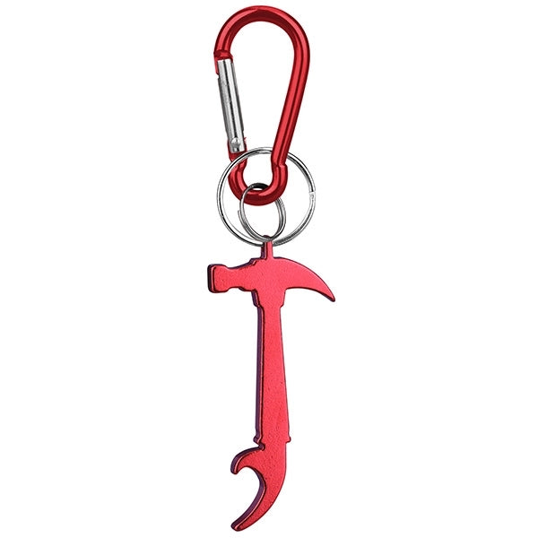 Hammer Shaped Bottle Opener Key Holder and Carabiner