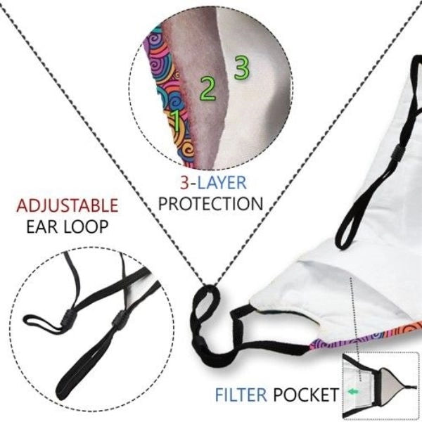 3-Layer w/ Full Color Logo Adjustable Face Mask