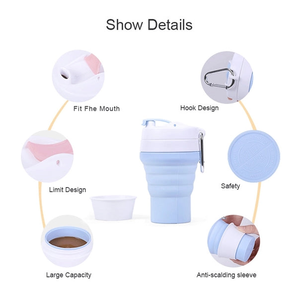 12OZ Silicone Collapsible Coffee Cup with Carabiner