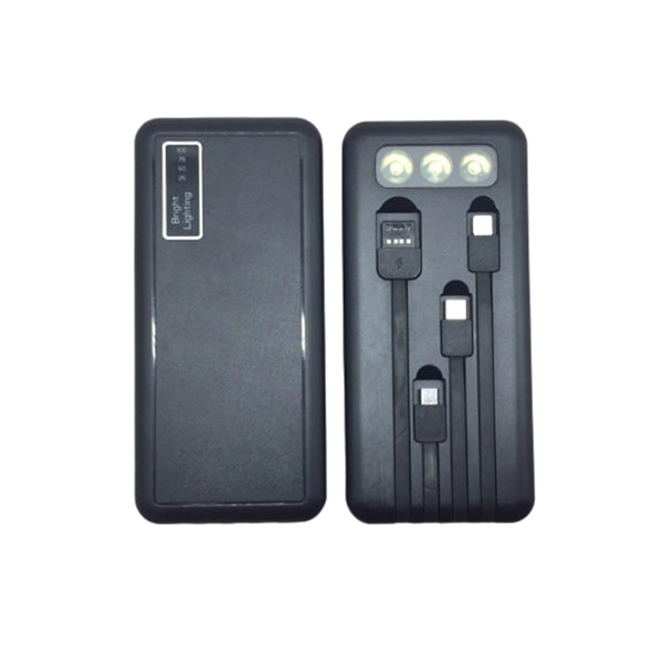 Power Bank with LED Flashlight and 4 Built-in Cables - 10000
