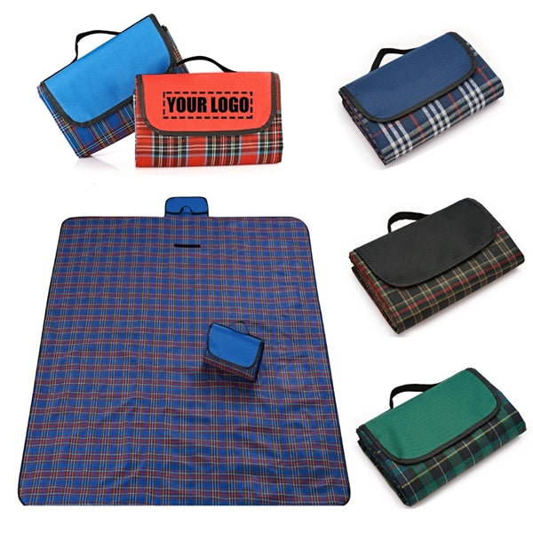 Plaid Roll-up Carry Picnic Blanket