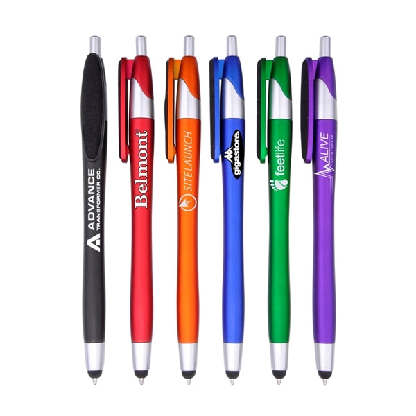 Metallic Colored Barrel Stylus Pen and Screen Cleaner