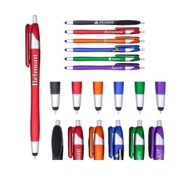 Metallic Colored Barrel Stylus Pen and Screen Cleaner