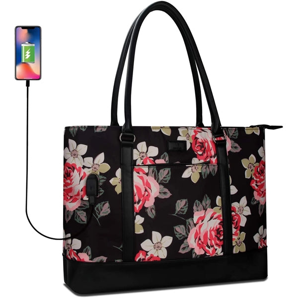 Laptop Tote Bag,USB Teacher Bag Large Work Bag15.6 in Laptop