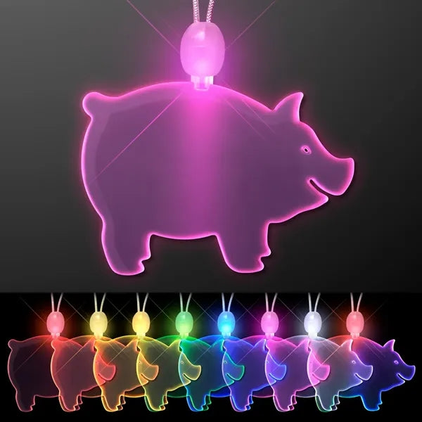 Acrylic Pig Shape Necklace with LED