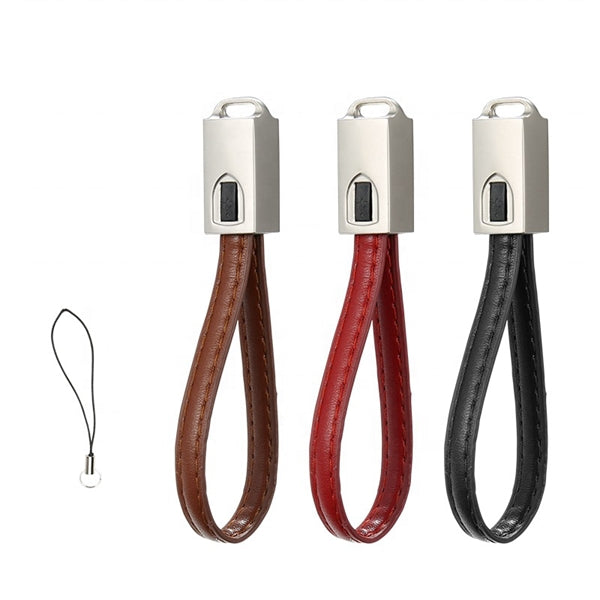 Leather keychain data cable