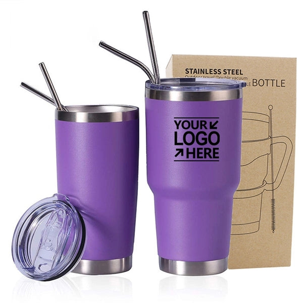 30oz Double Wall Vacuum Insulated Tumbler with Lid and Straw