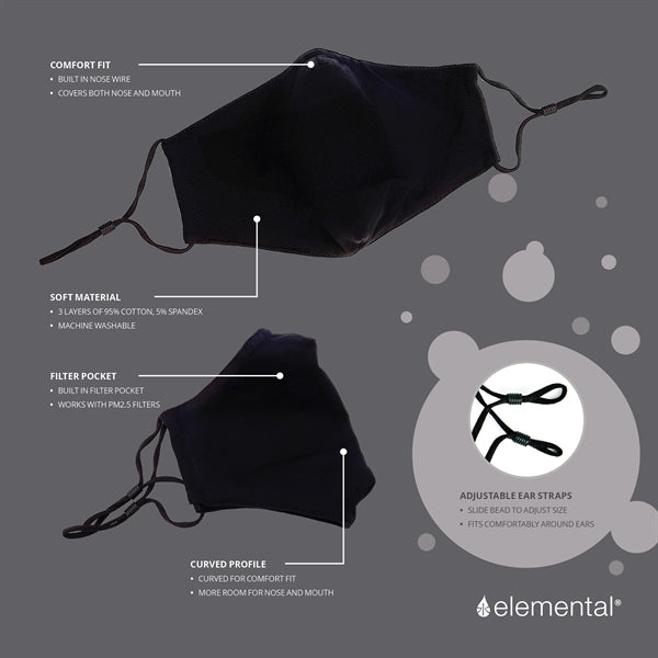 3 Layer Adjustable Face Masks with Nose Wire & Filter Pocket