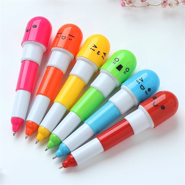 Pill Capsule Retractable Pen With Keychain