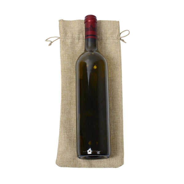 Burlap Wine Gift Bag with Drawstring