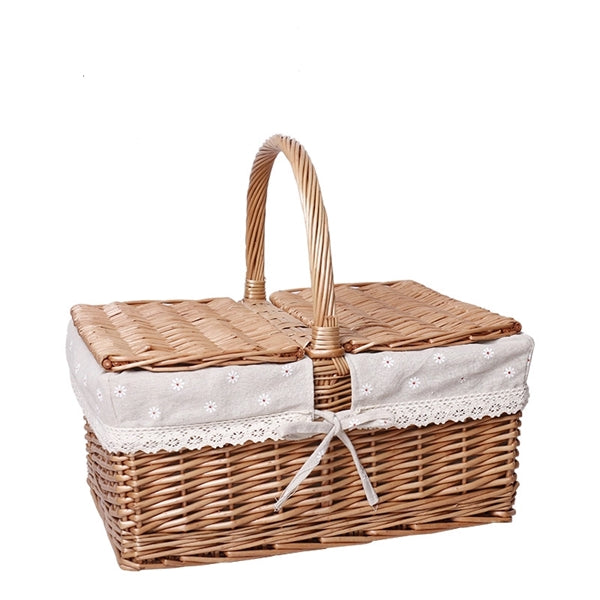 Rurality Wicker Picnic Basket with Lid and Handle