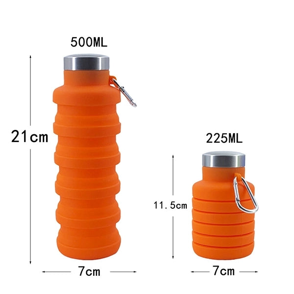 BPA free Collapsible Silicone Water bottle with carabiner