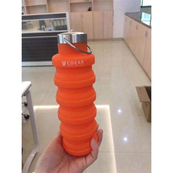 BPA free Collapsible Silicone Water bottle with carabiner