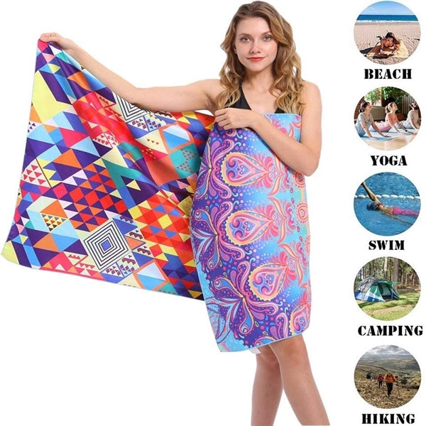 Full Color Imprint Microfiber Rectangle Beach Towel Blanket