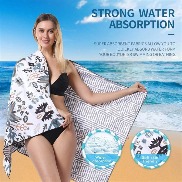 Full Color Imprint Microfiber Rectangle Beach Towel Blanket