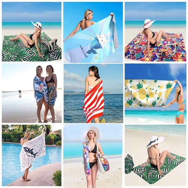 Full Color Imprint Microfiber Rectangle Beach Towel Blanket