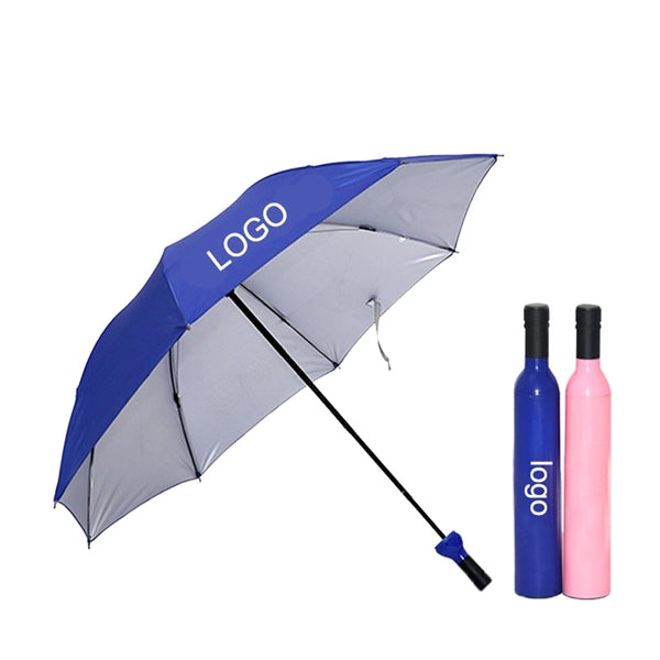 Folding Umbrella with Wine Bottle