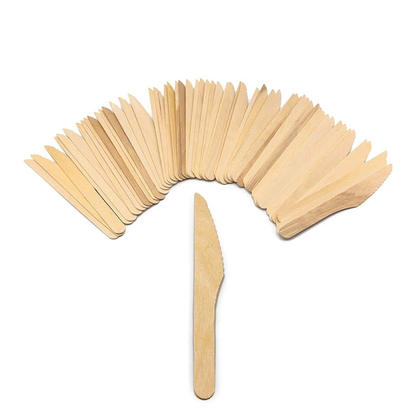Disposable 6.5" Natural Birchwood Wooden Knives