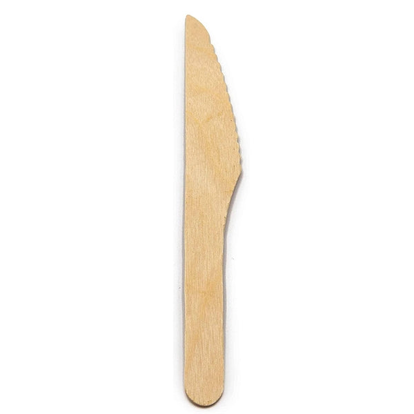 Disposable 6.5" Natural Birchwood Wooden Knives