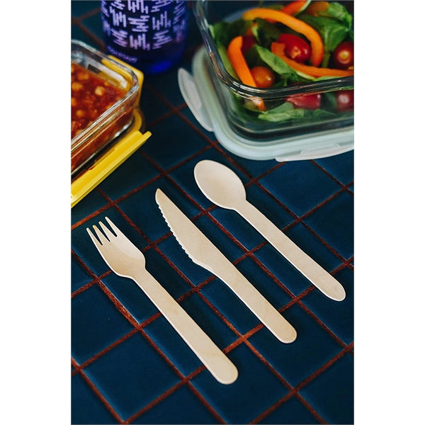 Disposable Wooden Cutlery Forks, Knives, Spoons, 6.2 inch