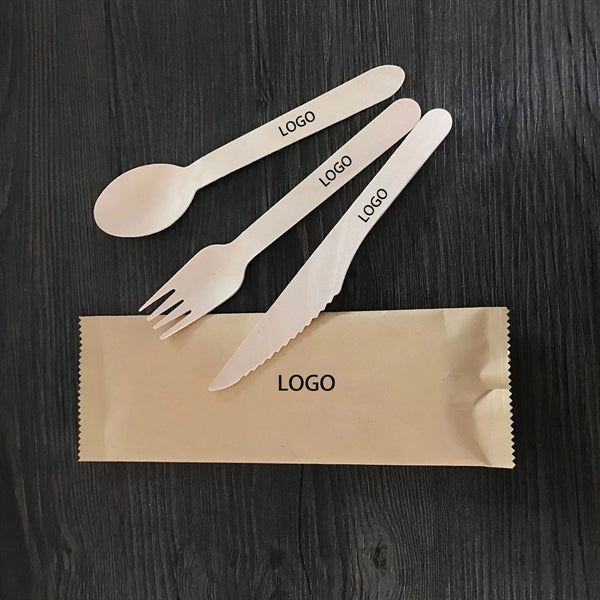 Disposable Wooden Cutlery Forks, Knives, Spoons, 6.2 inch