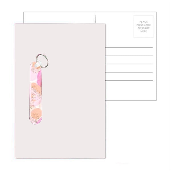 3.5" Colorful Post Card with Keyring held Nail File